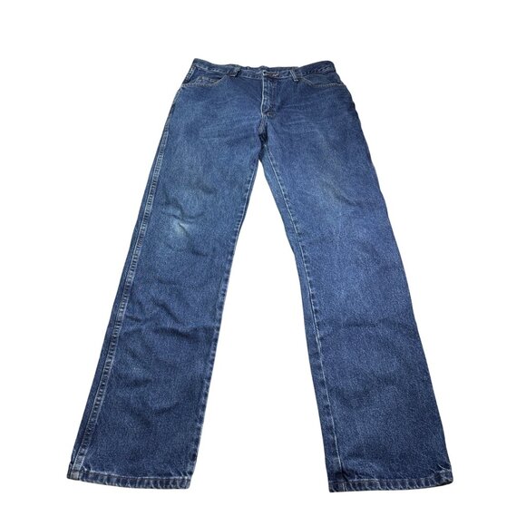 Wrangler Mens Regular Fit Jeans 36x34 Blue Denim Straight Leg - Picture 1 of 4